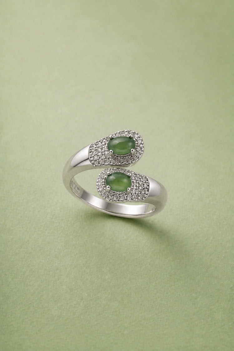 Twin Green Cross Ring
